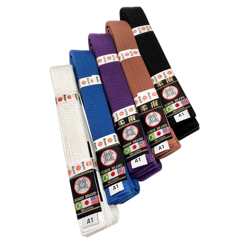 Ronin Jiu Jitsu BJJ Gi Belt â€“ Brazilian Jiu Jitsu Belt with Poly/Cotton Fabric â€“ White, Blue, Purple â€“ Perfect For Training or Competition (Brown, A1) - Image 5